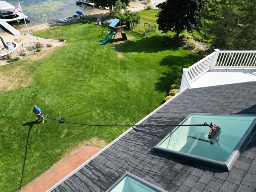 Skylight window cleaning service on a San Clemente roof