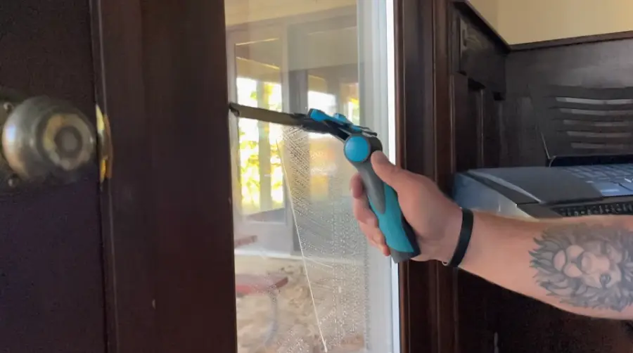 Window frame, sill and glass cleaning detail in San Clemente, CA